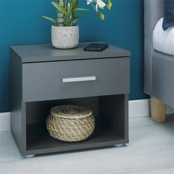 Nachttisch MARY In Anthrazit Mit 1 Schublade 2 Nachttisch MARY In Anthrazit Mit 1 Schublade – Bild 2