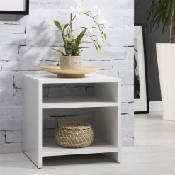 Beistelltisch ALMERIA Weiß Mit 2 Fächern 5 Beistelltisch ALMERIA Weiß Mit 2 Fächern -Berühmt Möbel 51150 A0 N1