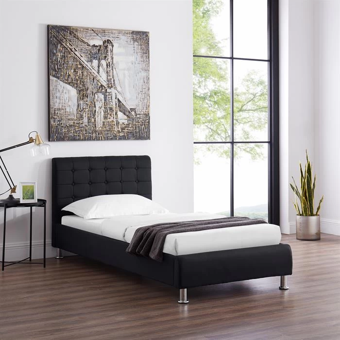 Polsterbett CANNES 90x200 Cm, Stoff In Schwarz 2 Polsterbett CANNES 90x200 Cm, Stoff In Schwarz – Bild 2