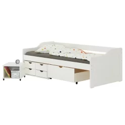 Bett Mit Stauraum SENTA 90x200 Cm, Kiefer Massiv In Weiß -Berühmt Möbel 5223 2