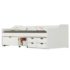 Bett Mit Stauraum SENTA 90x200 Cm, Kiefer Massiv In Weiß -Berühmt Möbel 5223 4