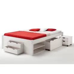 Bett Mit Stauraum SABRINA 140x200 Cm, Kiefer Massiv In Weiß -Berühmt Möbel 5301 2