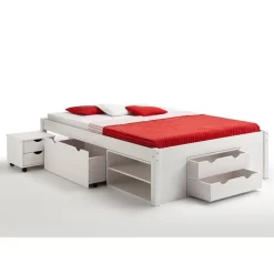Bett Mit Stauraum SABRINA 140x200 Cm, Kiefer Massiv In Weiß -Berühmt Möbel 5301 3