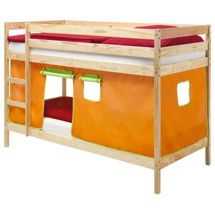 Etagenbett FELIX Natur Lackiert Mit Vorhang 1 Etagenbett FELIX Natur Lackiert Mit Vorhang