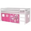 Hochbett ERIK Weiß Mit Vorhang PRINZESSIN, Pink/rosa