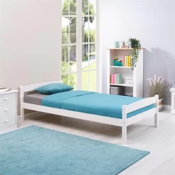 Massivholzbett Einzelbett FELIX 90x190 Cm Kiefer Weiß -Berühmt Möbel 7041 F AC0