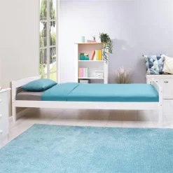 Massivholzbett Einzelbett FELIX 90x190 Cm Kiefer Weiß -Berühmt Möbel 7041 F AC2