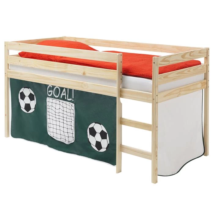 Hochbett ERIK Vorhang Fußball In Natur 1 Hochbett ERIK Vorhang Fußball In Natur