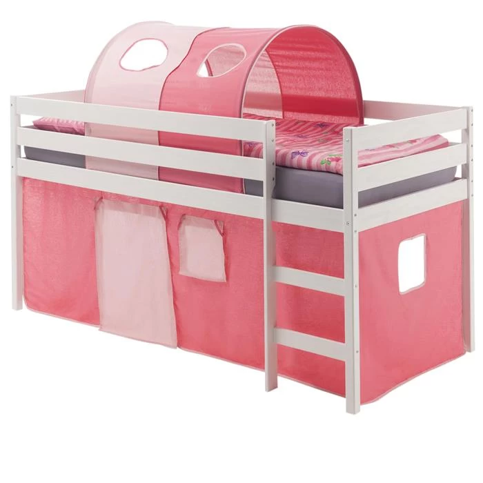 Hochbett ERIK Vorhang & Tunnel Pink/rosa 2 Hochbett ERIK Vorhang & Tunnel Pink/rosa – Bild 2