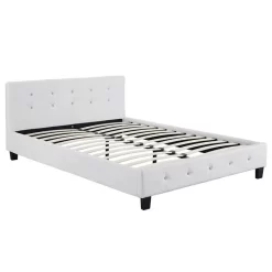 Polsterbett KINGSTON 140x200 Cm, Kunstleder Weiß -Berühmt Möbel 71086 2 N1