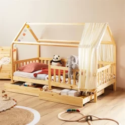 Hausbett NUNA In 90 X 200 Cm Aus Massiver Kiefer, Natur -Berühmt Möbel 71300 AC2