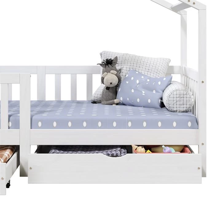 Hausbett ELEA In 90 X 200 Cm Aus Massiver Kiefer Mit Schubladen In Weiß 6 Hausbett ELEA In 90 X 200 Cm Aus Massiver Kiefer Mit Schubladen In Weiß – Bild 6