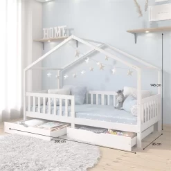 Hausbett ELEA In 90 X 200 Cm Aus Massiver Kiefer Mit Schubladen In Weiß 8 Hausbett ELEA In 90 X 200 Cm Aus Massiver Kiefer Mit Schubladen In Weiß -Berühmt Möbel 71331 AC2