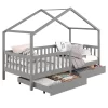 Hausbett ELEA In 90 X 200 Cm Aus Massiver Kiefer Mit Schubladen In Grau