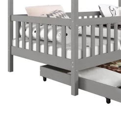 Hausbett ELEA In 90 X 200 Cm Aus Massiver Kiefer Mit Schubladen In Grau -Berühmt Möbel 71332 4