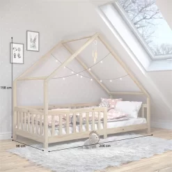 Hausbett CORA In 90 X 200 Cm Aus Massiver Kiefer Mit Rausfallschutz In Natur 8 Hausbett CORA In 90 X 200 Cm Aus Massiver Kiefer Mit Rausfallschutz In Natur -Berühmt Möbel 71350 AC2