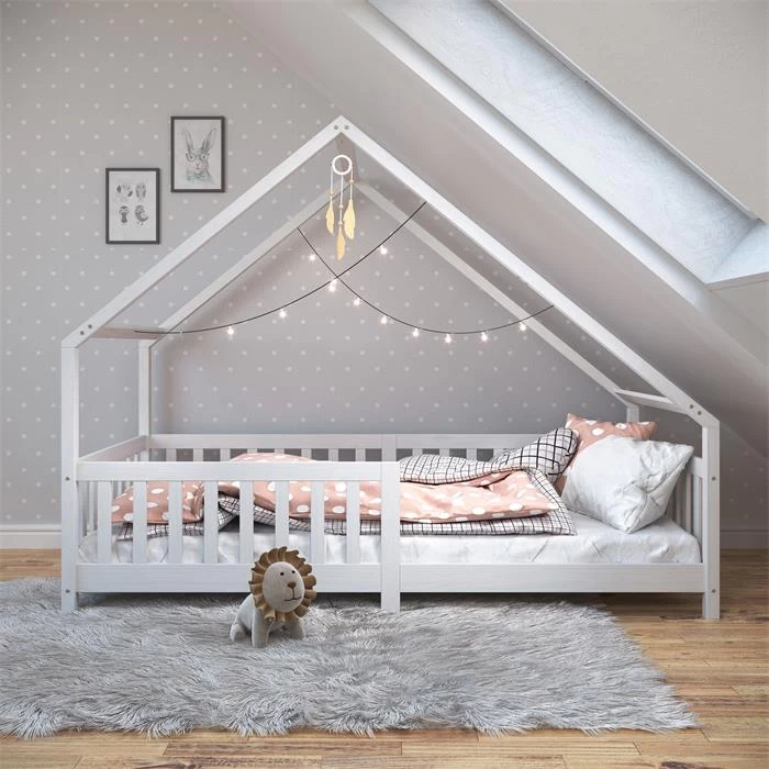 Hausbett CORA In 90 X 200 Cm Aus Massiver Kiefer Mit Rausfallschutz In Weiß 2 Hausbett CORA In 90 X 200 Cm Aus Massiver Kiefer Mit Rausfallschutz In Weiß – Bild 2