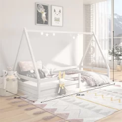 Hausbett SILA In 90 X 200 Aus Massiver Kiefer In Weiß -Berühmt Möbel 71361 AC2