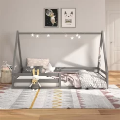 Hausbett SILA In 90 X 200 Aus Massiver Kiefer In Grau -Berühmt Möbel 71362 AC1