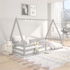 Hausbett SILA In 90 X 200 Aus Massiver Kiefer In Grau -Berühmt Möbel 71362 AC2