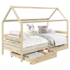 Hausbett CLIA In 90 X 200 Cm Aus Massiver Kiefer Mit 2 Schubalden In Natur