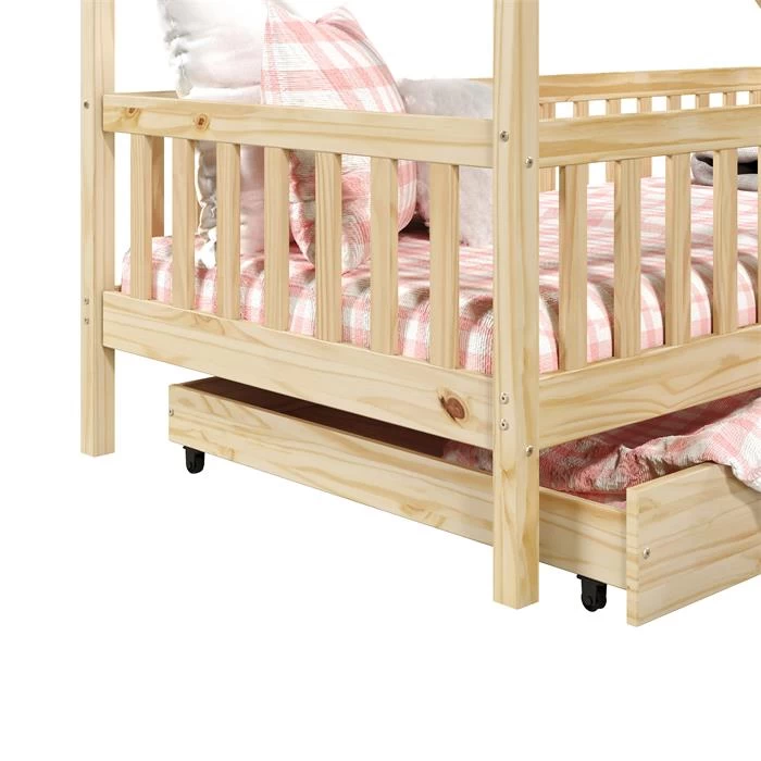 Hausbett ALVA In 90 X 200 Cm Aus Massiver Kiefer Mit Schubladen In Natur 5 Hausbett ALVA In 90 X 200 Cm Aus Massiver Kiefer Mit Schubladen In Natur – Bild 5