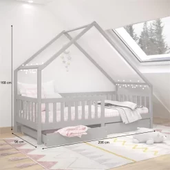 Hausbett ALVA In 90 X 200 Cm Aus Massiver Kiefer Mit Schubladen In Grau 8 Hausbett ALVA In 90 X 200 Cm Aus Massiver Kiefer Mit Schubladen In Grau -Berühmt Möbel 71402 AC2