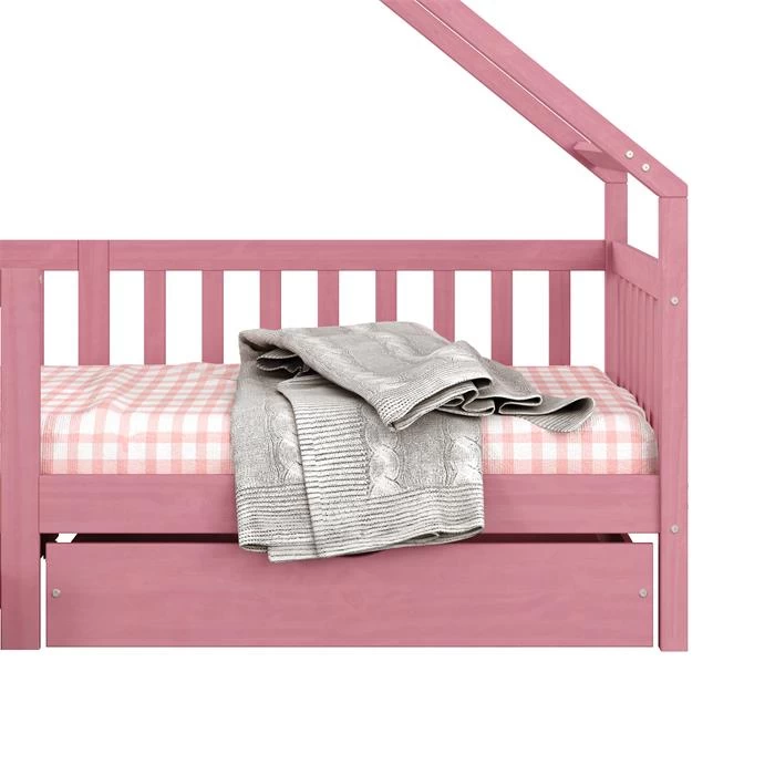 Hausbett ALVA In 90 X 200 Cm Aus Massiver Kiefer Mit Schubladen In Rosa 6 Hausbett ALVA In 90 X 200 Cm Aus Massiver Kiefer Mit Schubladen In Rosa – Bild 6