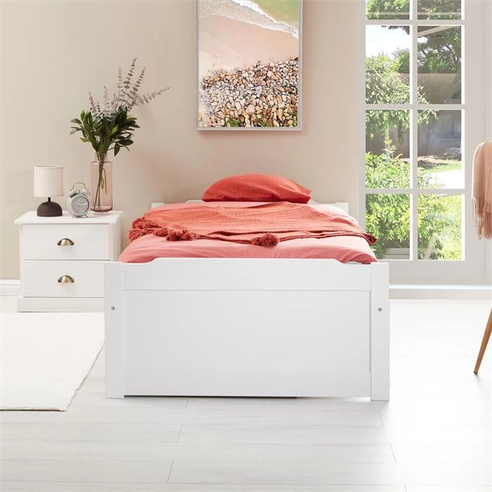 Bett Mit Stauraum MIA 90x190 Cm, Kiefer Weiß 5 Bett Mit Stauraum MIA 90x190 Cm, Kiefer Weiß – Bild 5