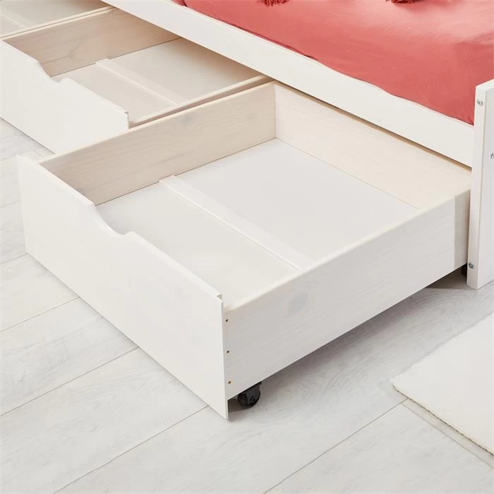 Bett Mit Stauraum MIA 90x190 Cm, Kiefer Weiß 3 Bett Mit Stauraum MIA 90x190 Cm, Kiefer Weiß – Bild 3