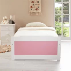 Bett Mit Stauraum MIA 90x200 Cm, Kiefer In Weiß/rosa -Berühmt Möbel 7144 AC1