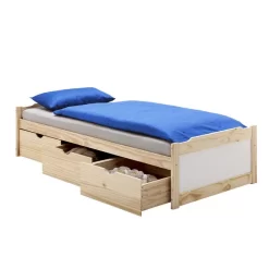 Bett Mit Stauraum MIA 90x200 Cm, Kiefer Natur