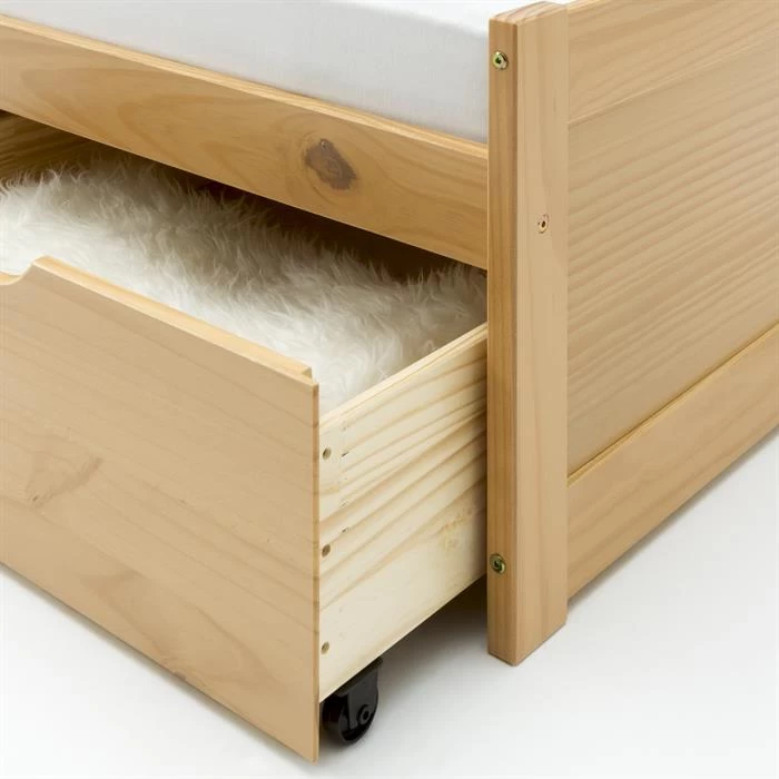 Bett Mit Stauraum MIA 90x200 Cm, Kiefer In Buchefarben 3 Bett Mit Stauraum MIA 90x200 Cm, Kiefer In Buchefarben – Bild 3