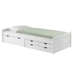 Bett Mit Stauraum ANDREA 90 X200 Cm Aus Kiefer In Weiss -Berühmt Möbel 7171 2 N1