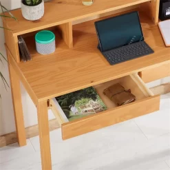 Schreibtisch LENNOX Mit 3 Nischen Und 2 Schubladen In Braun -Berühmt Möbel 7202 AC3