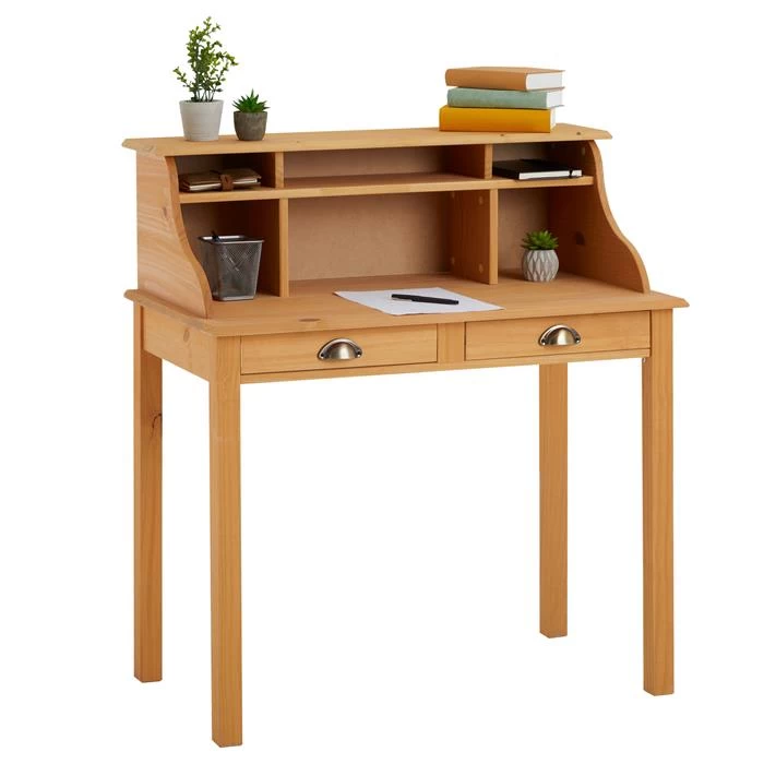 Sekretär MARLENE Mit 2 Schubladen Und 6 Fächer Gebeizt 1 Sekretär MARLENE Mit 2 Schubladen Und 6 Fächer Gebeizt