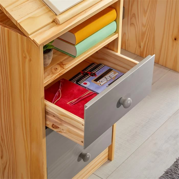 Kinderschreibtisch KEVIN Neigungsverstellbar Natur/grau 5 Kinderschreibtisch KEVIN Neigungsverstellbar Natur/grau – Bild 5