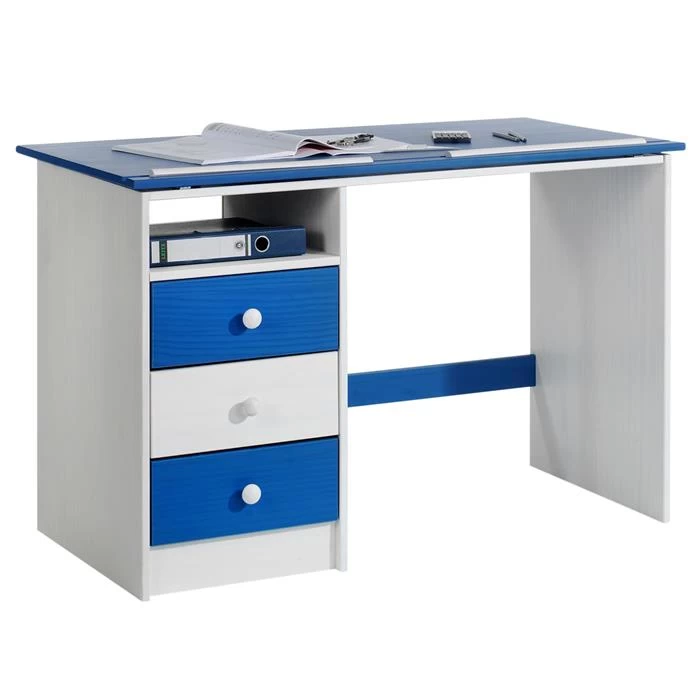 Kinderschreibtisch KEVIN Neigungsverstellbar Weiß/blau 2 Kinderschreibtisch KEVIN Neigungsverstellbar Weiß/blau – Bild 2