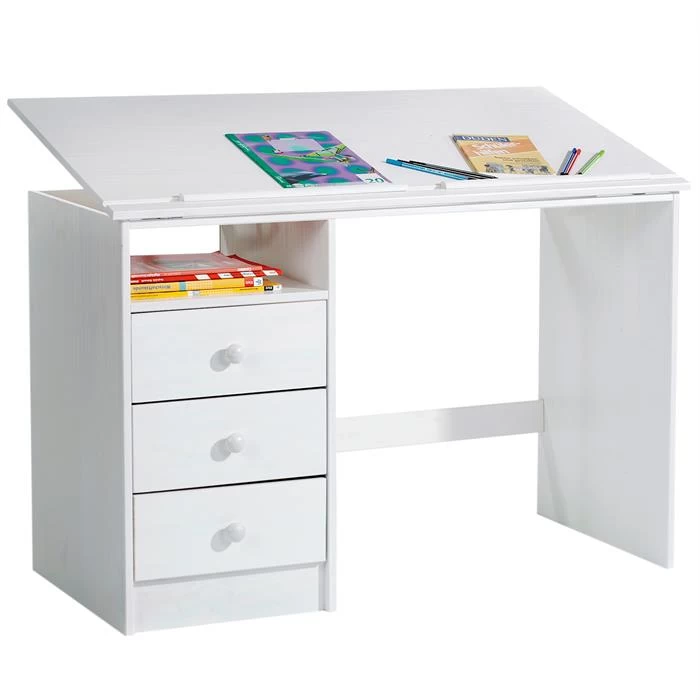 Kinderschreibtisch KEVIN Neigungsverstellbar Weiß 1 Kinderschreibtisch KEVIN Neigungsverstellbar Weiß