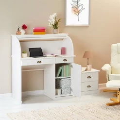 Sekretär TOM Mit 2 Schubladen, Rollladen Und 1 Tür Aus Massiver Kiefer In Weiß 8 Sekretär TOM Mit 2 Schubladen, Rollladen Und 1 Tür Aus Massiver Kiefer In Weiß -Berühmt Möbel 7275 AC2