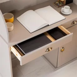 Sekretär TOM Mit 2 Schubladen, Rollladen Und 1 Tür Aus Massiver Kiefer In Grau -Berühmt Möbel 7277 AC5