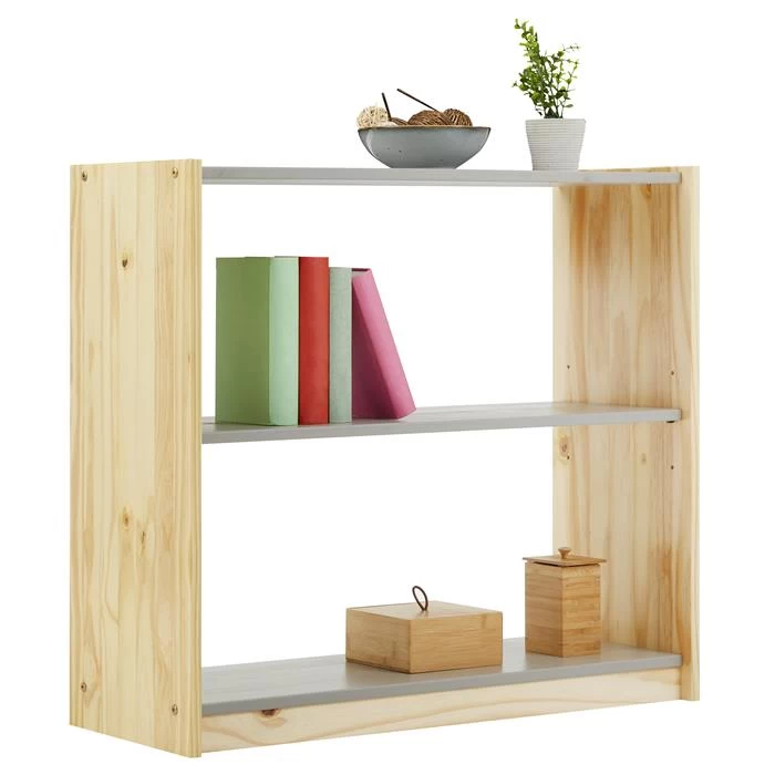 Regal, Kiefer Massiv Natur/grau Mit 3 Böden 4 Regal, Kiefer Massiv Natur/grau Mit 3 Böden – Bild 4