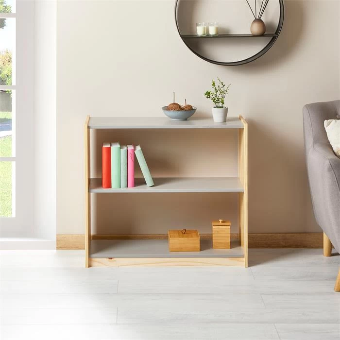 Regal, Kiefer Massiv Natur/grau Mit 3 Böden 2 Regal, Kiefer Massiv Natur/grau Mit 3 Böden – Bild 2