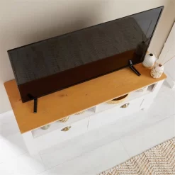 TV Lowboard BOLTON Mit 2 Schubladen, Kiefer In Weiß/braun -Berühmt Möbel 80130 AC3 N