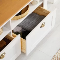 TV Lowboard BOLTON Mit 2 Schubladen, Kiefer In Weiß/braun -Berühmt Möbel 80130 AC4 N