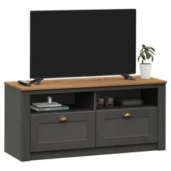 TV Lowboard BOLTON Mit 2 Schubladen, Kiefer In Anthrazit/braun