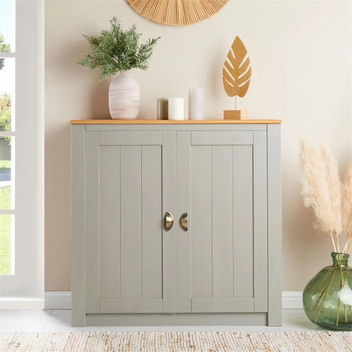 Kommode BOLTON Mit 2 Türen, Kiefer In Grau/braun 2 Kommode BOLTON Mit 2 Türen, Kiefer In Grau/braun – Bild 2