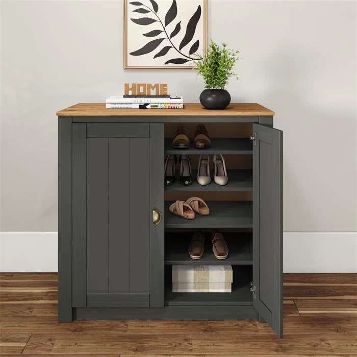 Kommode BOLTON Mit 2 Türen, Kiefer In Anthrazit/braun 4 Kommode BOLTON Mit 2 Türen, Kiefer In Anthrazit/braun – Bild 4