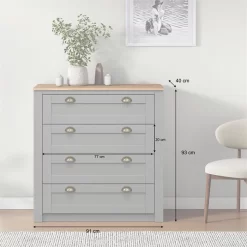 Kommode BOLTON Mit 4 Schubladen, Kiefer In Grau/braun -Berühmt Möbel 80151 AC1