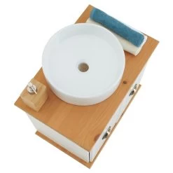 Waschbeckenunterschrank COLMAR Mit 2 Fächer Weiß/braun -Berühmt Möbel 80359 4